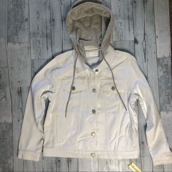 NEW! BLANKNYC White Denim Jacket With DetachableHood Size Small - Picture 8 of 17